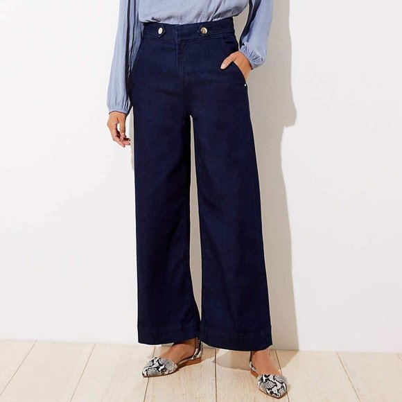 LOFT Denim - Loft High Rise Wide Leg Crop Jeans Blue Size 4
